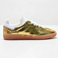 Women's Gold Metallic Leather Sneakers