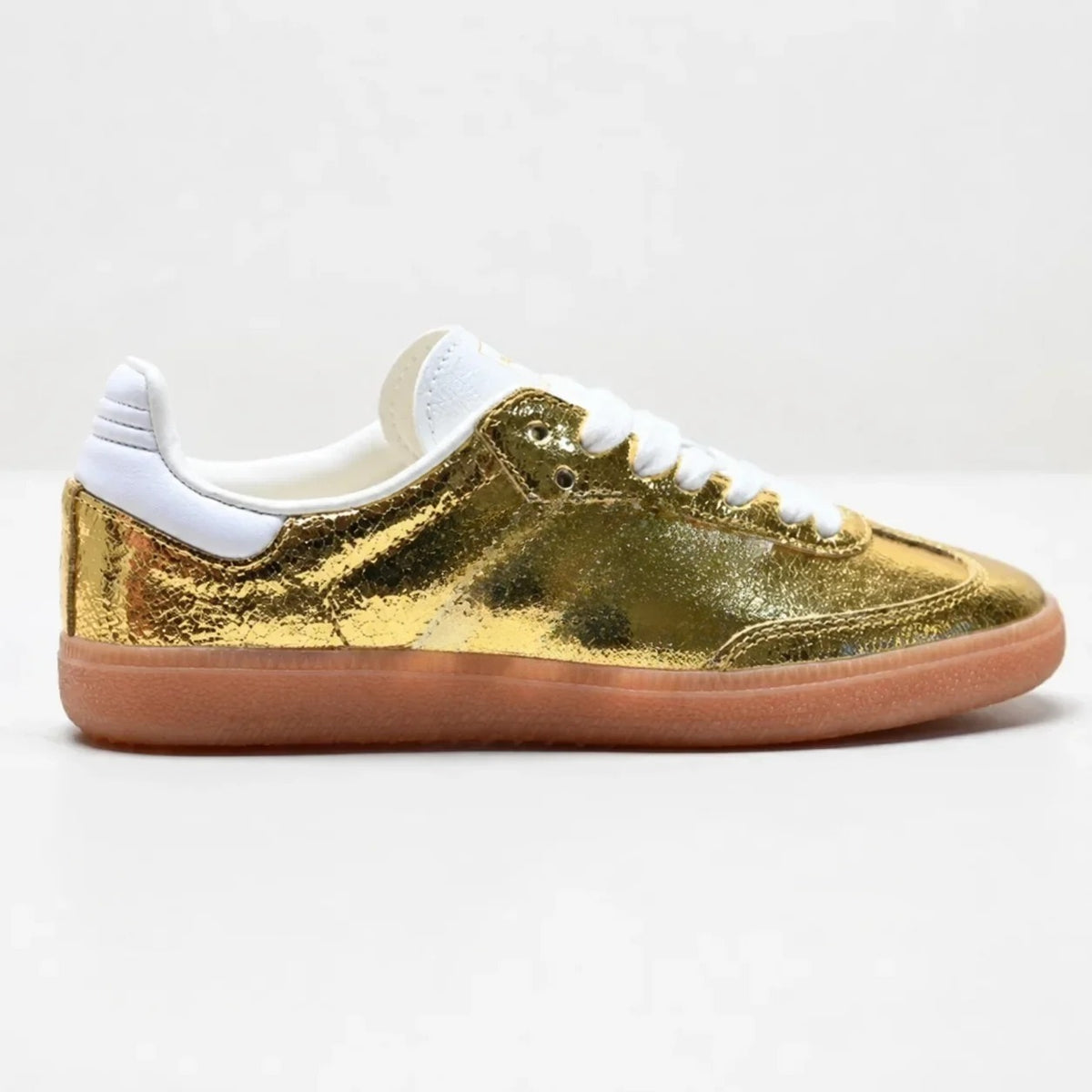 Women's Gold Metallic Leather Sneakers